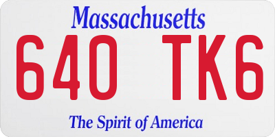 MA license plate 640TK6