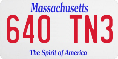 MA license plate 640TN3