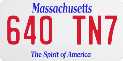MA license plate 640TN7