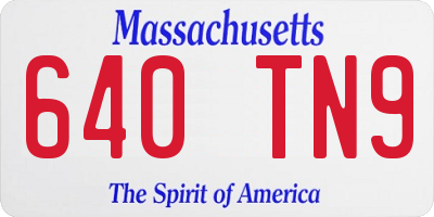 MA license plate 640TN9