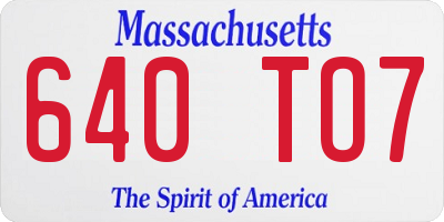 MA license plate 640TO7