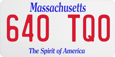 MA license plate 640TQ0