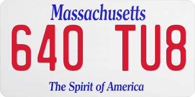 MA license plate 640TU8