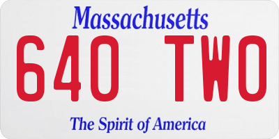 MA license plate 640TW0