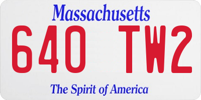 MA license plate 640TW2