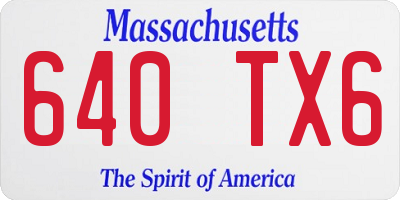 MA license plate 640TX6
