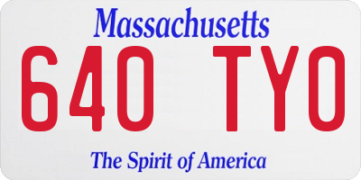 MA license plate 640TY0