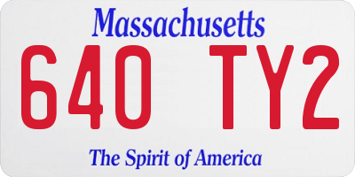 MA license plate 640TY2