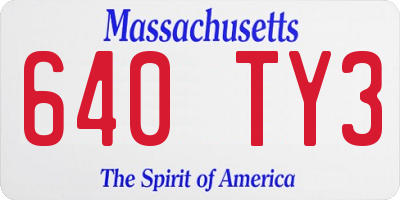 MA license plate 640TY3