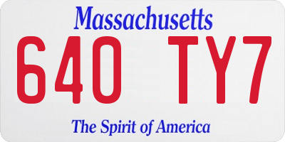 MA license plate 640TY7