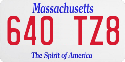 MA license plate 640TZ8