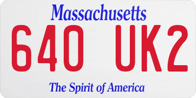 MA license plate 640UK2