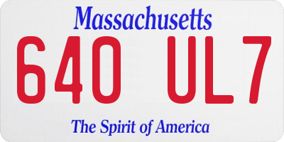 MA license plate 640UL7