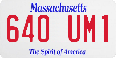 MA license plate 640UM1