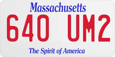 MA license plate 640UM2