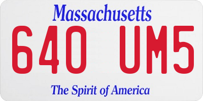 MA license plate 640UM5