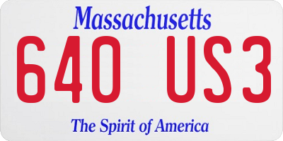 MA license plate 640US3