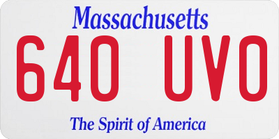 MA license plate 640UV0