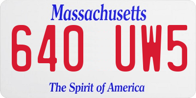 MA license plate 640UW5