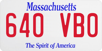 MA license plate 640VB0