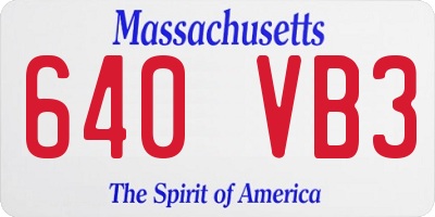 MA license plate 640VB3