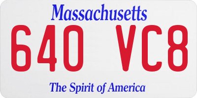 MA license plate 640VC8