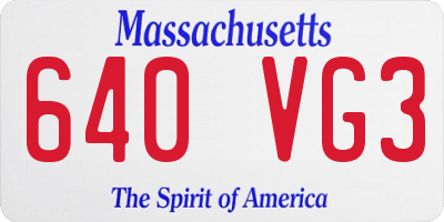 MA license plate 640VG3