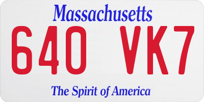 MA license plate 640VK7
