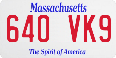 MA license plate 640VK9