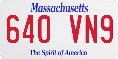MA license plate 640VN9