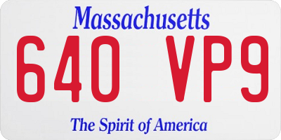 MA license plate 640VP9
