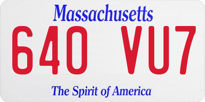 MA license plate 640VU7