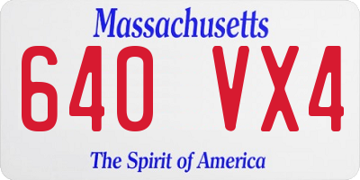 MA license plate 640VX4