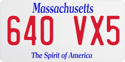 MA license plate 640VX5