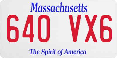MA license plate 640VX6