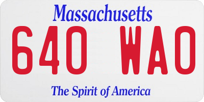 MA license plate 640WA0