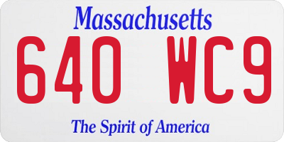 MA license plate 640WC9