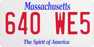 MA license plate 640WE5