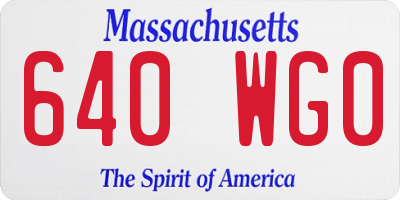 MA license plate 640WG0