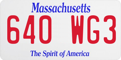 MA license plate 640WG3