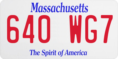 MA license plate 640WG7