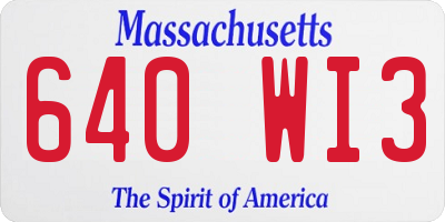 MA license plate 640WI3