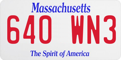 MA license plate 640WN3