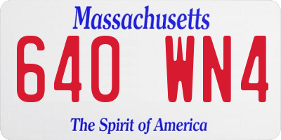 MA license plate 640WN4