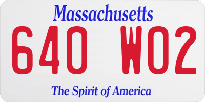 MA license plate 640WO2