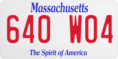 MA license plate 640WO4