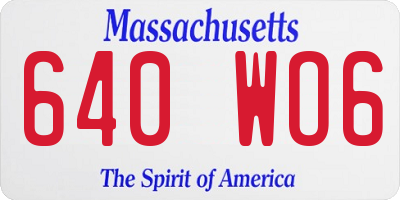 MA license plate 640WO6