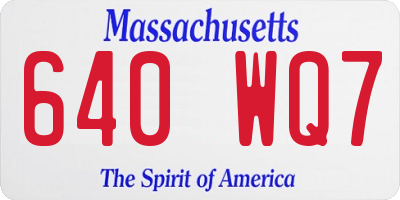 MA license plate 640WQ7