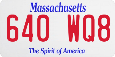 MA license plate 640WQ8