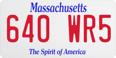 MA license plate 640WR5